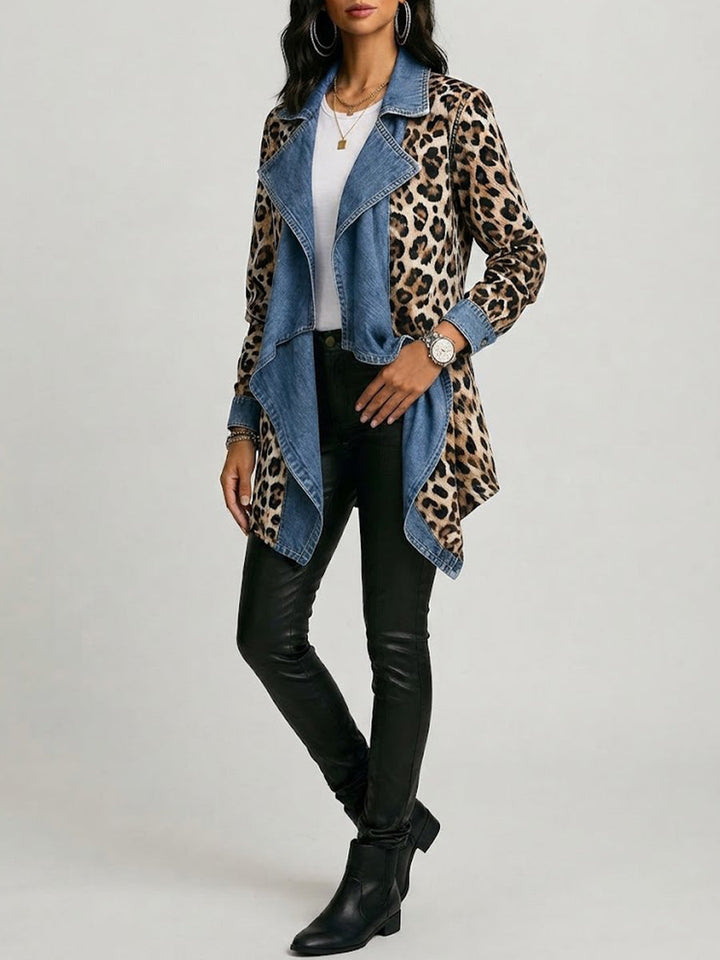 Marianne | Öppen leopard- och denimjacka