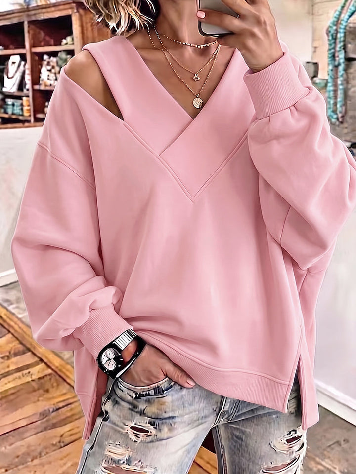 Kalista | Chic Sweatshirt med V-ringning och Cutout-detaljer i Oversize-modell