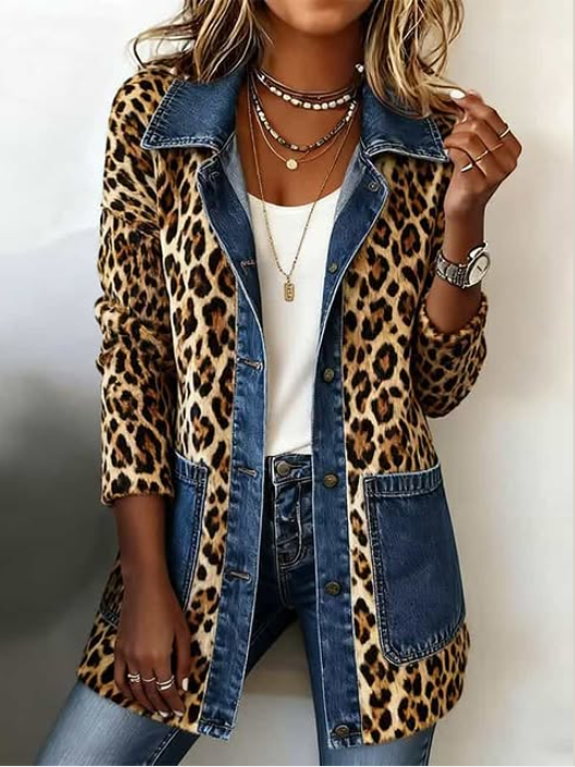 Barbro | Leopard- och denimjacka