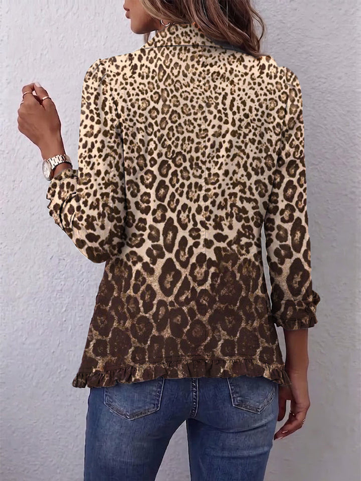 Ombeline | Flerfärgad Leopardjacka med Volanger