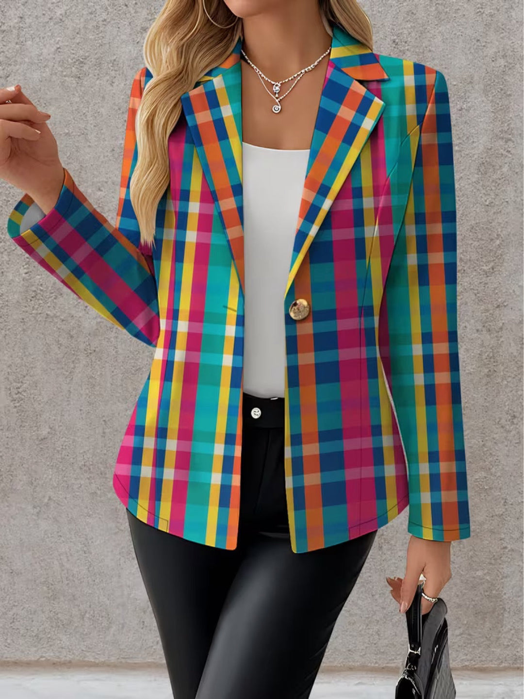 Rosaline | Regnbågsrutig Blazer