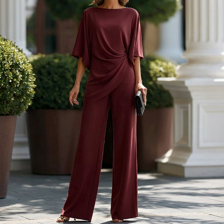 Gerda | Draperad Blus och Vida Byxor Set