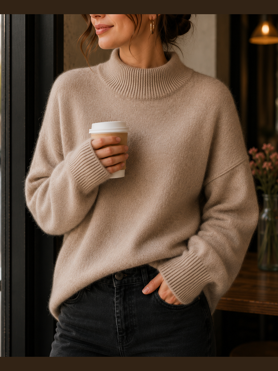 Anna-Greta – oversize polotröja i brunt