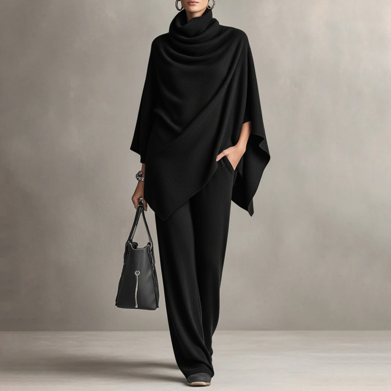 Sanna | Sammetsset Med Cape Och Vida Byxor