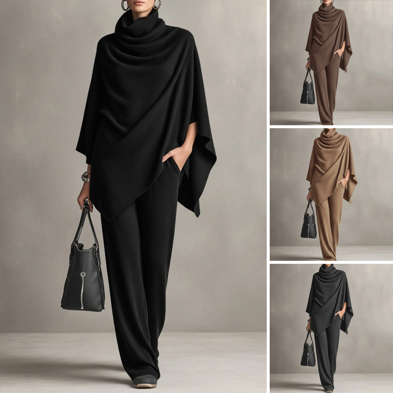 Sanna | Sammetsset Med Cape Och Vida Byxor