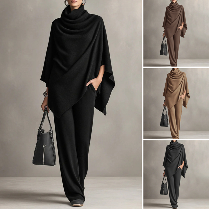 Sanna | Sammetsset Med Cape Och Vida Byxor