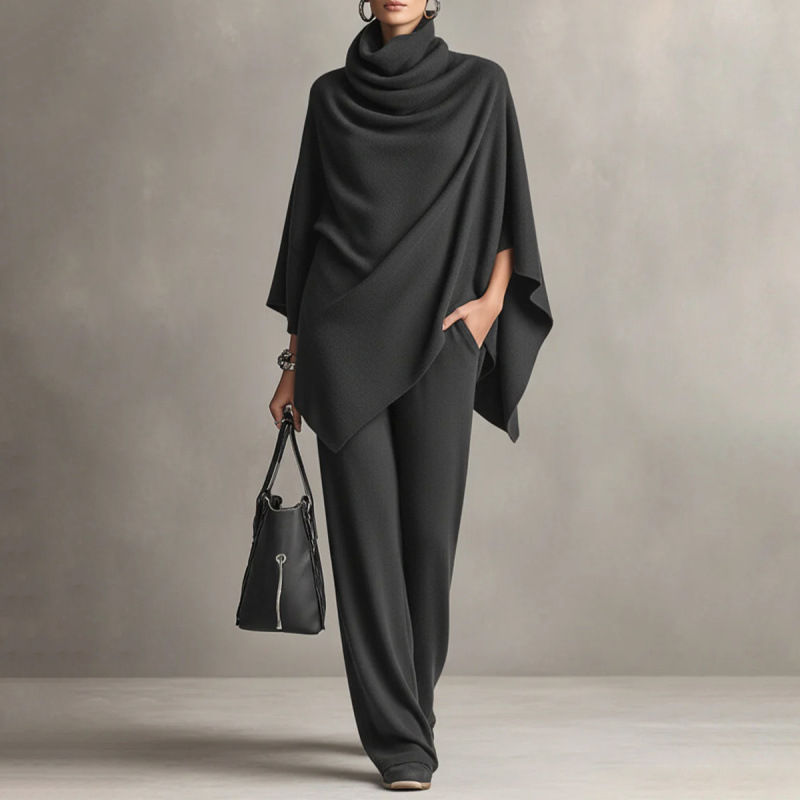 Sanna | Sammetsset Med Cape Och Vida Byxor