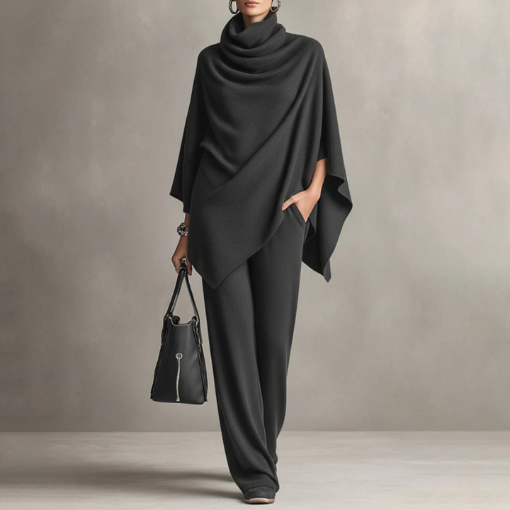 Sanna | Sammetsset Med Cape Och Vida Byxor