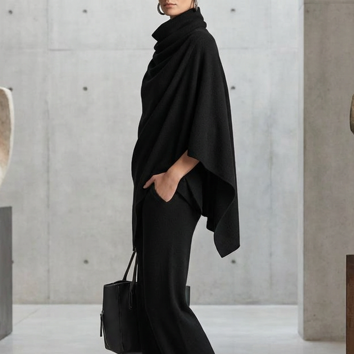 Sanna | Sammetsset Med Cape Och Vida Byxor
