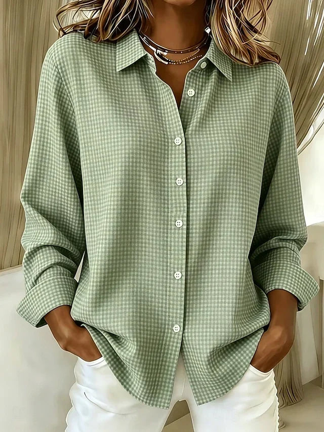 Hillrose | Avslappnad Gingham Blus med Knappfront