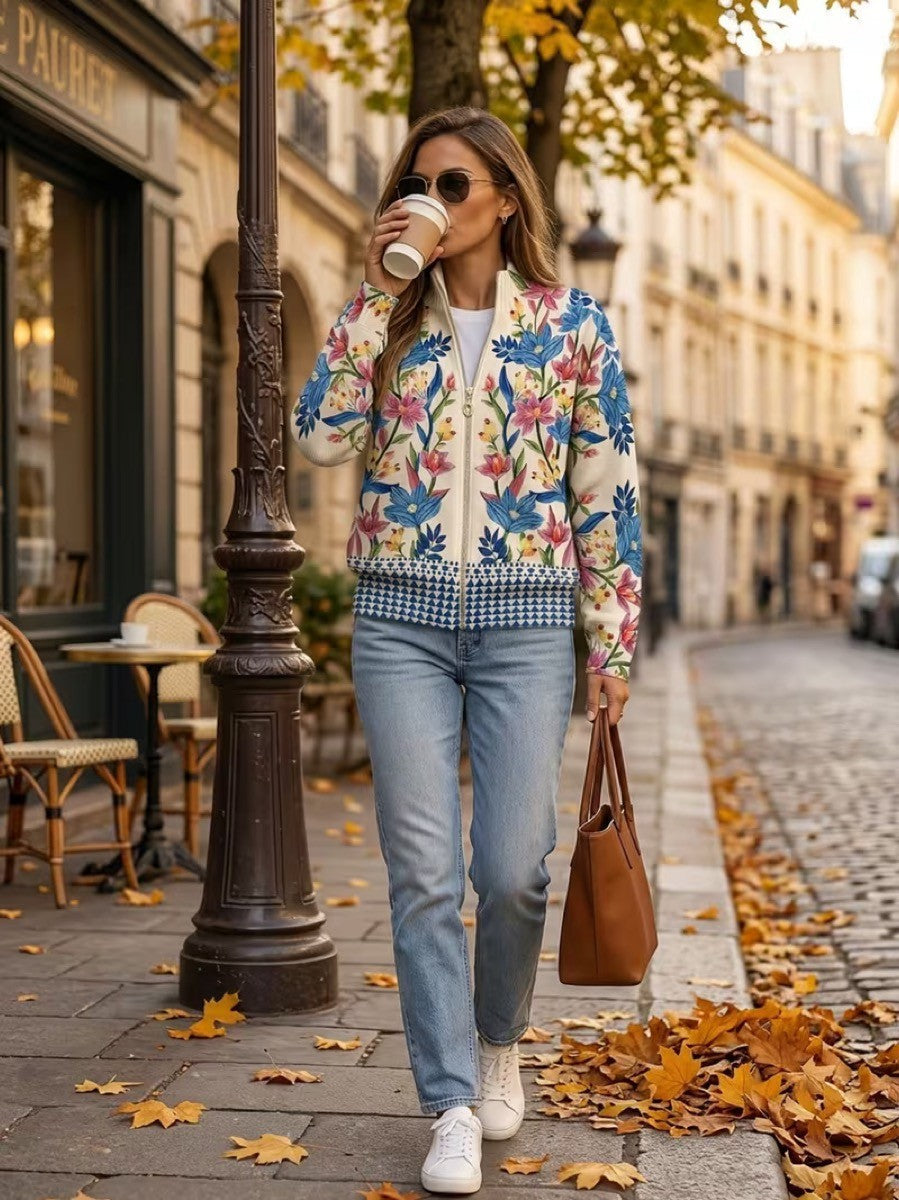 Tabitha | Botanisk Trädgård Blommig Zip Cardigan