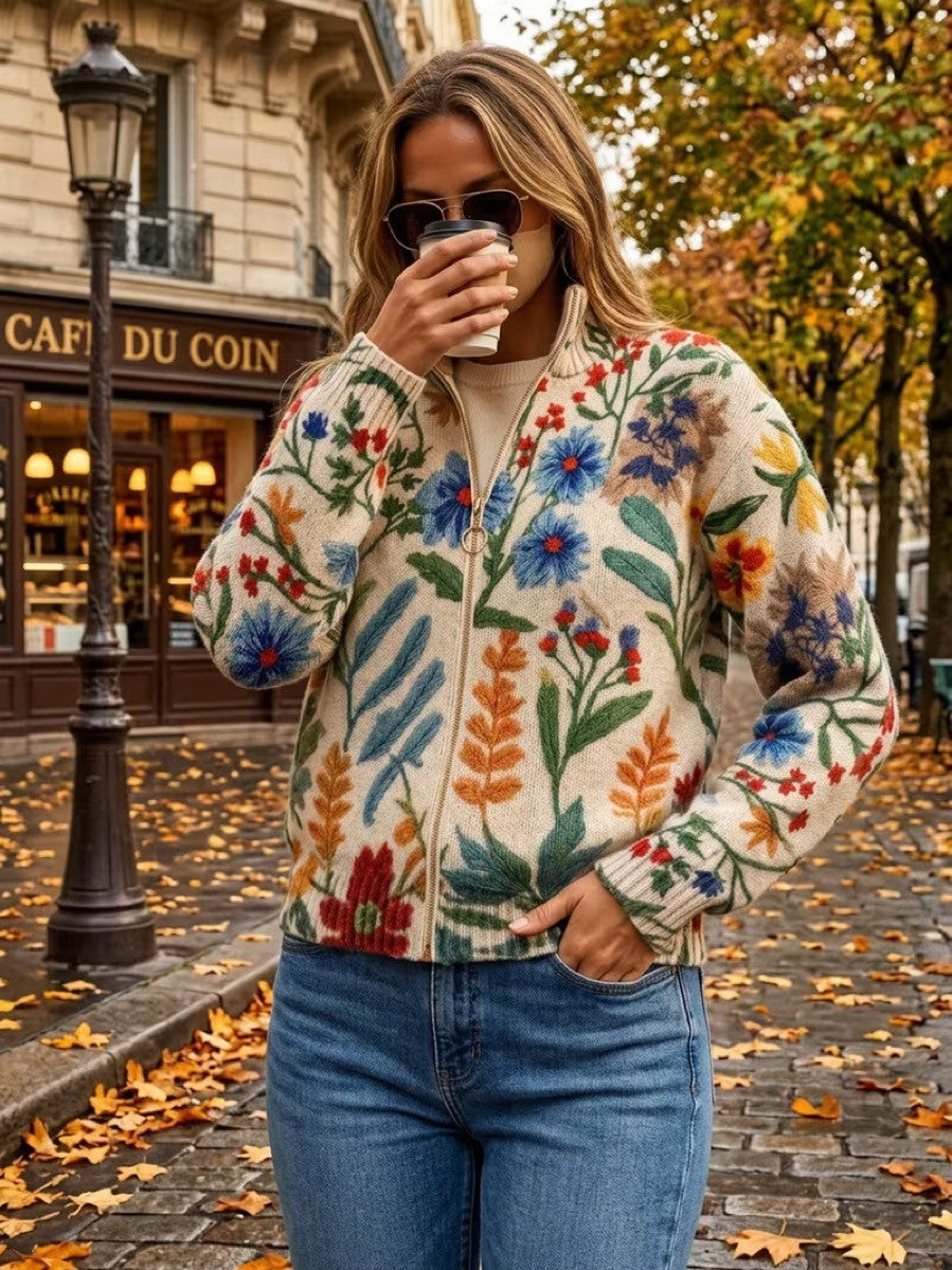 Tabitha | Botanisk Trädgård Blommig Zip Cardigan