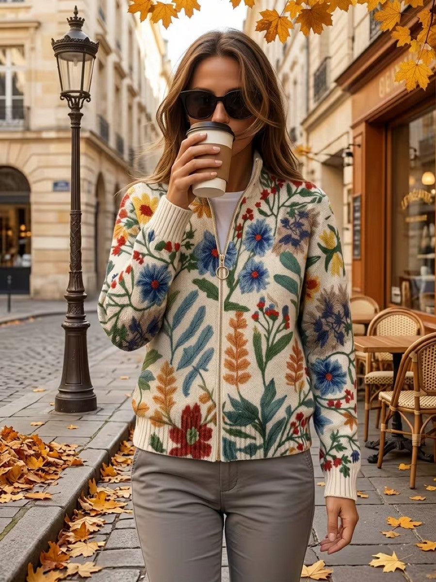 Tabitha | Botanisk Trädgård Blommig Zip Cardigan