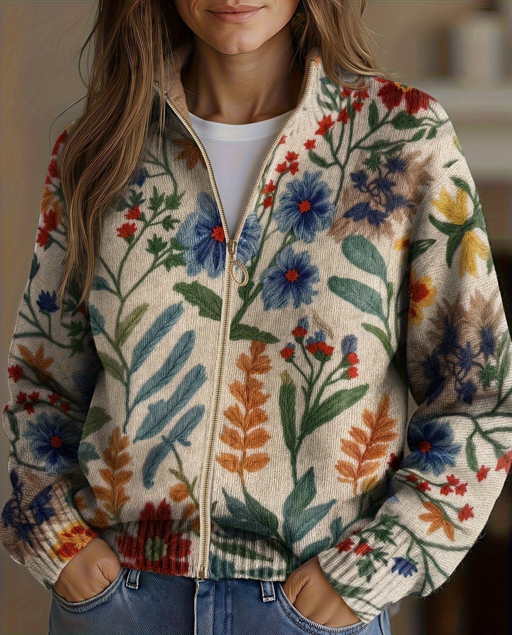 Tabitha | Botanisk Trädgård Blommig Zip Cardigan