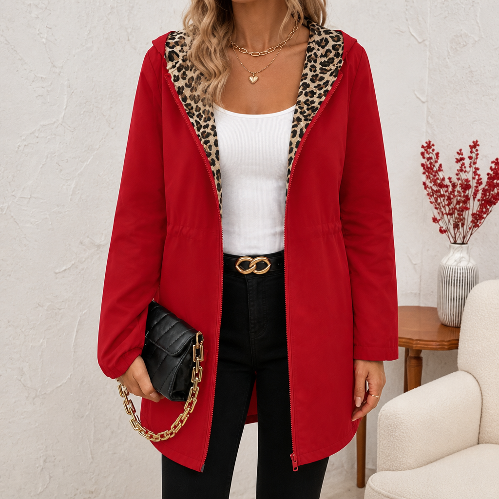 Wera | Vändbar Leopardmönstrad Hooded Kappa
