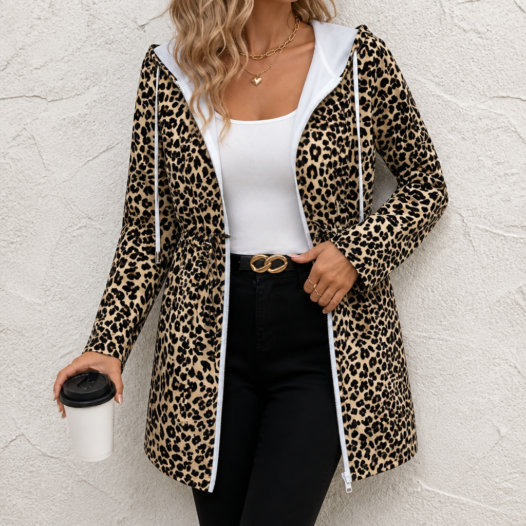 Wera | Vändbar Leopardmönstrad Hooded Kappa