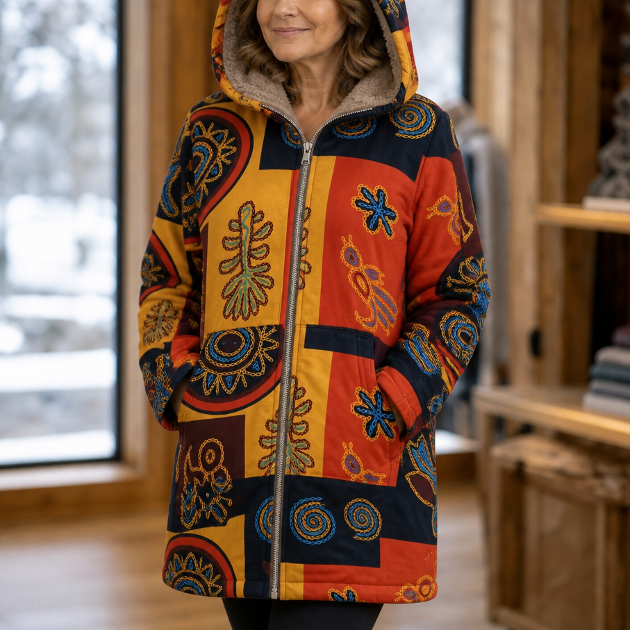 Gudrun | Tryckt Hooded Vinterjacka