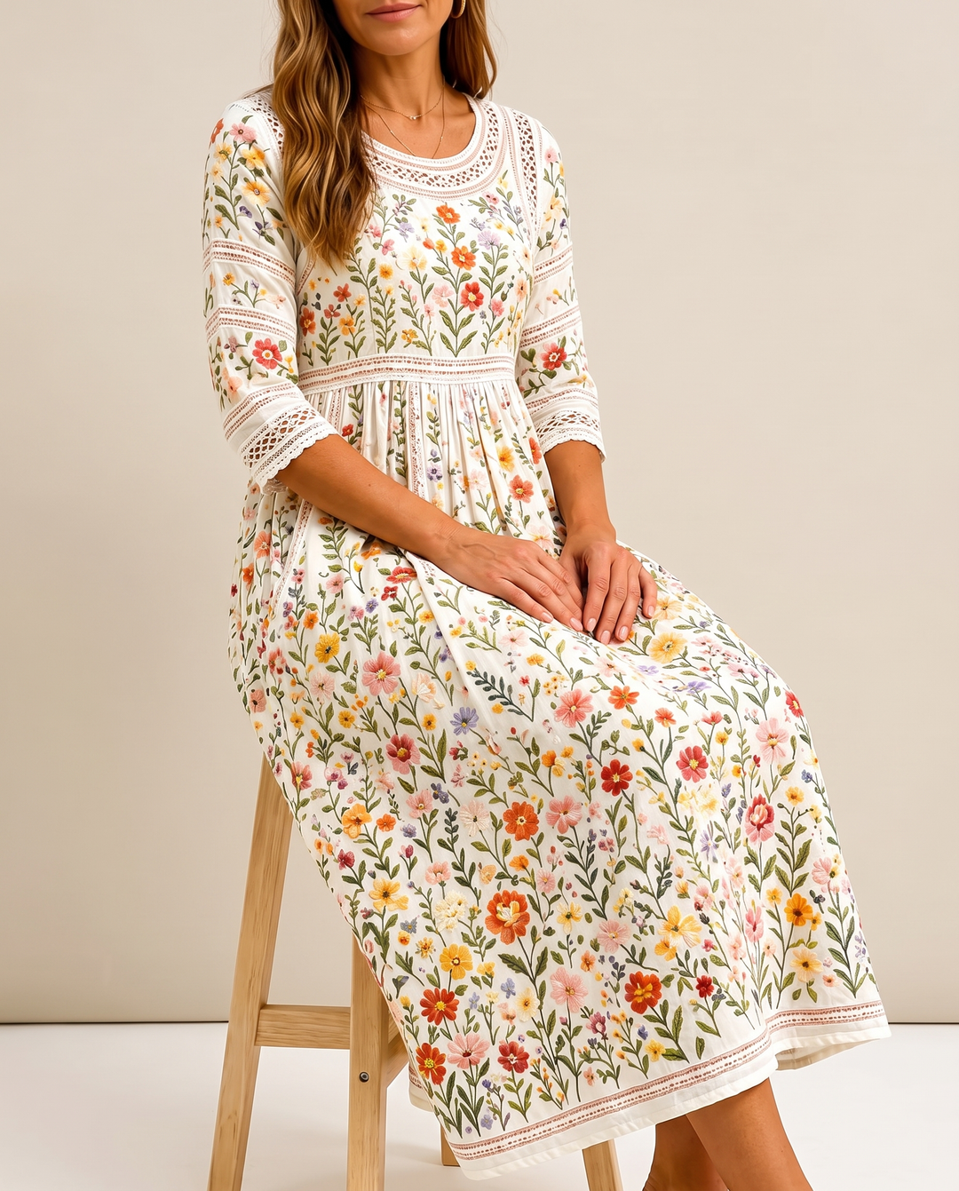 Willemina | Vildblommig Midi Klänning