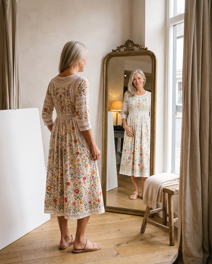 Willemina | Vildblommig Midi Klänning